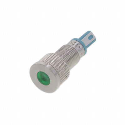6201203304F by Dialight - 8MM FLT PMI GRN 12 VDC W/TERMS