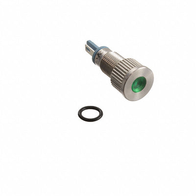 6201204304F by Dialight - 8MM FLT PMI GRN 24 VDC W/TERMS