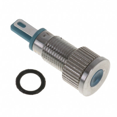 6201403304F by Dialight - 8MM FLT PMI BLU 12 VDC W/TERMS