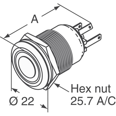MPI002/28/WH by Bulgin - PUSH SWITCH SPST-NO 0.05A 24V