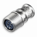 Mighty Mouse connector with blue interior on a white background