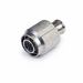 Metal connector with threaded design on a white background