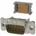 A 5-pin male DB25 female connector shown from two angles on a white background, featuring a gray plastic housing, silver metal casing, gold-plated pins, and a brown cardboard insert.