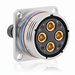 Electrical connector with multiple colored wires on a white background
