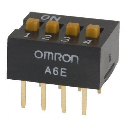A6E-4104-N by Omron Electronics Inc-EMC Div - SWITCH SLIDE DIP SPST 25MA 24V