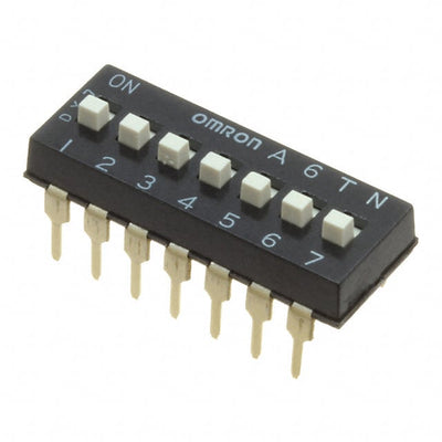 A6TN-7104 by Omron Electronics Inc-EMC Div - SWITCH SLIDE DIP SPST 25MA 24V