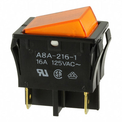 A8A-216-1 by Omron Electronics Inc-EMC Div - ROCKER SWITCH DPST 16A 125V