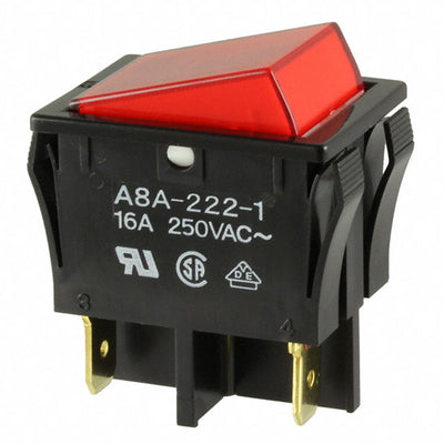 A8A-222-1 by Omron Electronics Inc-EMC Div - ROCKER SWITCH DPST 16A 125V