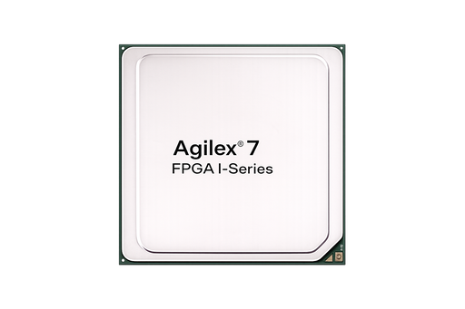 An Agilex 7 FPGA I-Series processor chip shown from a top-down view on a plain white background.