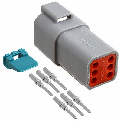 AT04-6P-KIT01 by Amphenol Sine Systems Corp - CONNECTOR RECPT 6POS CRIMP 16-18AWG