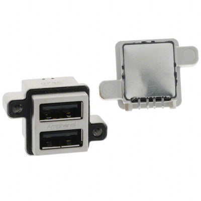MUSB-C111-30 by Amphenol ICC (Commercial Products) - CONNECTOR RECPT USB2.0 A STACK PCB R/A