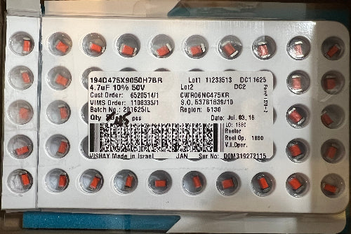 Packaging of small containers with labels on a white background