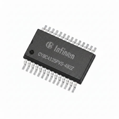 An Infineon Y10C 4152 electronic integrated circuit package with a black rectangular body and silver metal pins on a white background.
