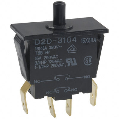 D2D-3104 by Omron Electronics Inc-EMC Div - SNAP ACT ION SWITCH DPST-NO 16A 250V