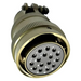 Metallic shower head with lettered pattern on a white background