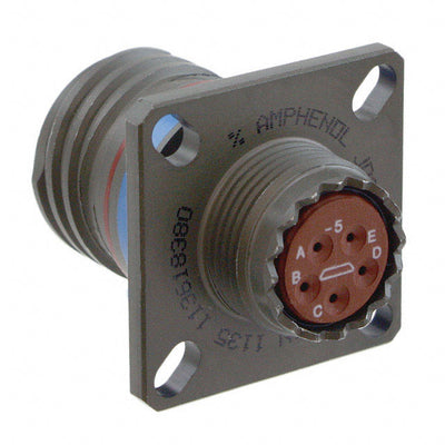 D38999/20WB5PNLC by Amphenol Aerospace Operations - CONNECTOR RECPT HSNG MALE 5POS PNL MNT