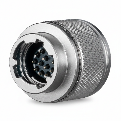 Metallic connector on a white background