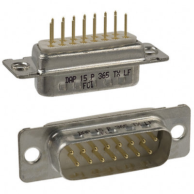 DAP15P365TXLF by Amphenol ICC (FCI) - CONNECTOR D-SUB PLUG 15POS VERT SLDR