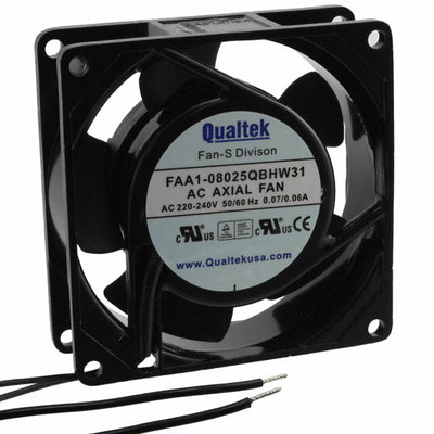 FAA1-08025QBHW31 by Qualtek - FAN AXIAL 80X25MM 230VAC WIRE
