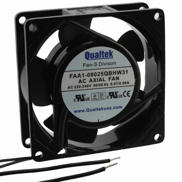 FAA1-08025QBHW31 by Qualtek - FAN AXIAL 80X25MM 230VAC WIRE