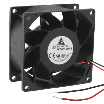 FFB0812UHE by Delta Electronics - FAN AXIAL 80X38MM 12VDC WIRE