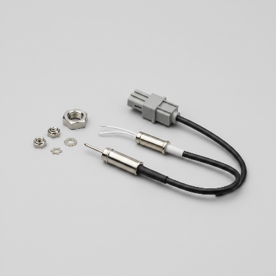Set of metal rods and nuts on a white background