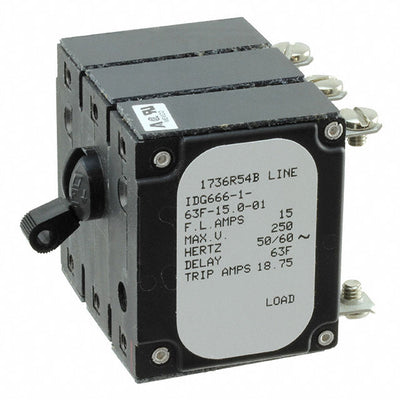 IDG666-1-63F-15.0-01 by Sensata-Airpax - CIRCUIT BREAKER MAG-HYDR LEVER