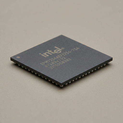 Intel microchip on a beige background