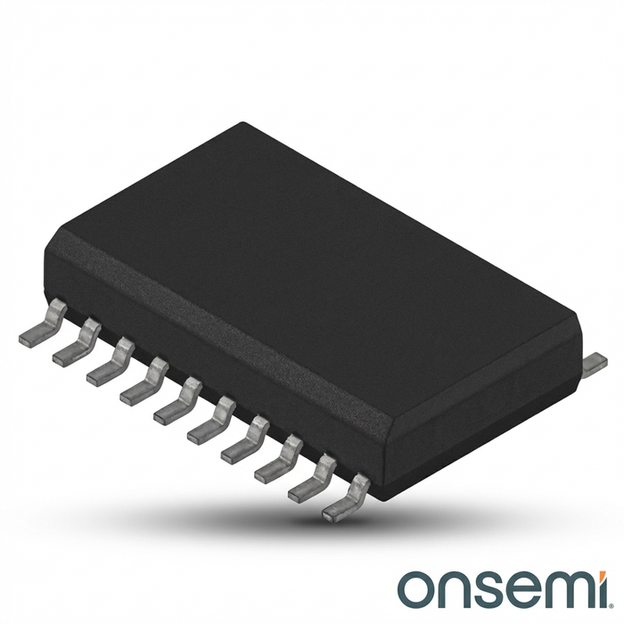 Black electronic component with 'onsemi' logo on a white background