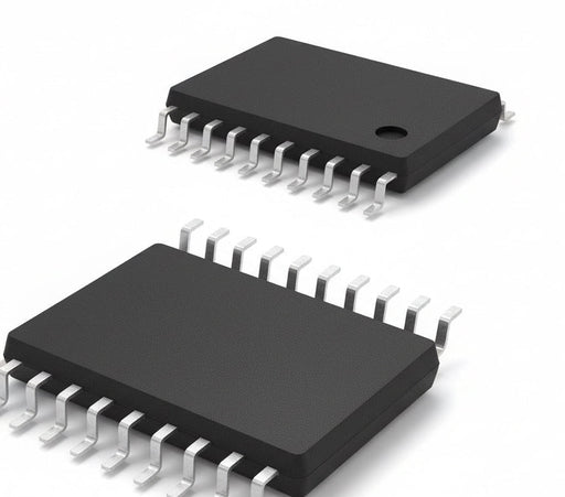 Two IS31CS8973B-ZNLS2  integrated circuits with silver pins on a white background