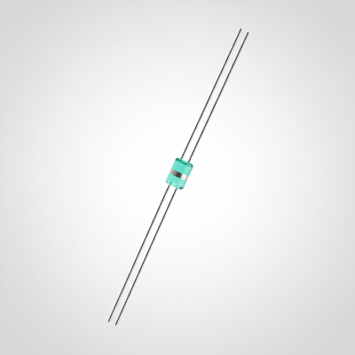 Thin rod with a small light blue square at one end on a white background