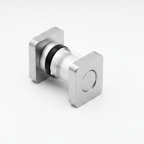 Metallic lock mechanism on a white background