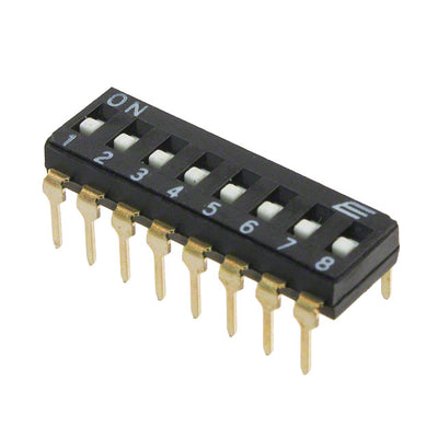 KAJ08SHGT by E-Switch - SWITCH SLIDE DIP SPST 25MA 24V