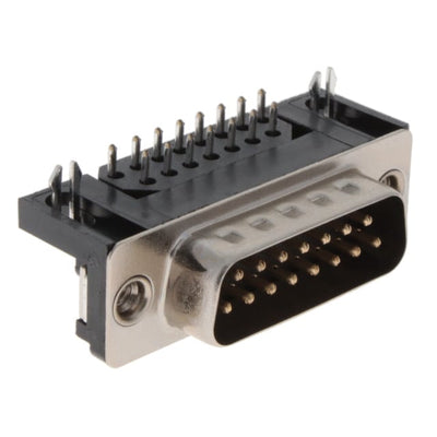 KF22X-A15P-N by Kycon, Inc. - CONNECTOR D-SUB PLUG 15POS R/A SLDR