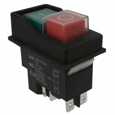 KJD17-22213-112 by E-Switch - PUSH SWITCH DPST 16A 120V