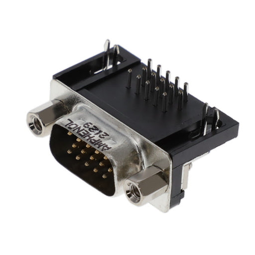 L717HDE15PD1CH4F by Amphenol ICC (Commercial Products) - CONNECTOR D-SUB HD PLUG 15P R/A SLDR