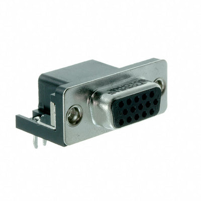 L77HDE15SD1CH4R by Amphenol ICC (Commercial Products) - CONNECTOR D-SUB HD RCPT 15P R/A SLDR