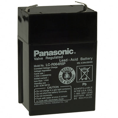 LC-R064R5P by Panasonic - BSG - BATTERY LEAD ACID 6V 4.5AH