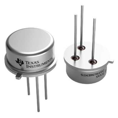 Two electronic components with Texas Instruments branding on a white background