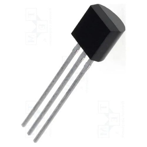 A small electronic component with a black rectangular body and three long silver metal leads, shown on a white background with faint repeated watermark text.