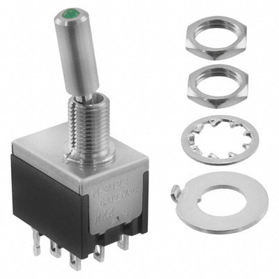 M2122TFW01 by NKK Switches - SWITCH TOGGLE DPDT 6A 125V