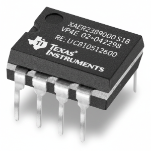 Texas Instruments integrated circuit with 14-pin DIP package on a white background