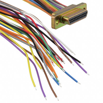 M83513/03-D03C by ITT Cannon, LLC - MICRO-D PLUG 25POS PIN 18"" WIRE