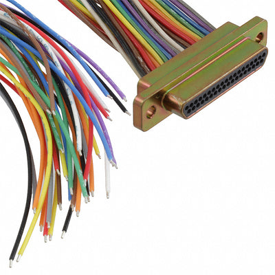 M83513/03-F03C by ITT Cannon, LLC - MICRO-D PLUG 37POS PIN 18"" WIRE