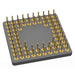 A square electronic component with a dark gray base and numerous gold-colored pins arranged around the perimeter, shown on a plain white background.