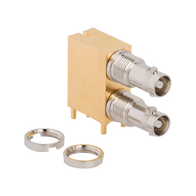 034-1131-12G by Amphenol RF - HD-BNC DUAL PORT, RIGHT ANGLE PC