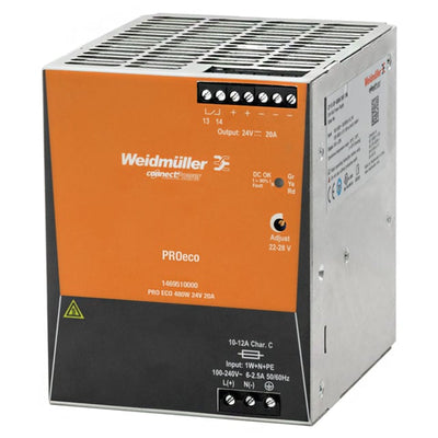 1469510000 by WeidmÃ¼ller - AC/DC DIN RAIL SUPPLY 24V 480W