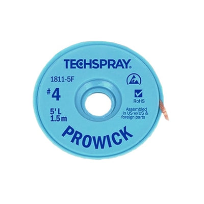 1811-25F by Techspray - DESOLDER BRAID ROSIN 0.098"" 25