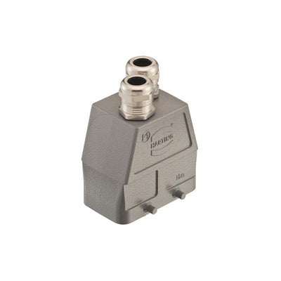 19300100495 by HARTING - CONNECTOR HOOD TOP ENTRY DUAL SZ10B