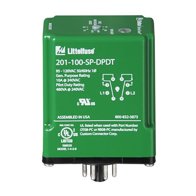 201-100-DPDT by Littelfuse Inc. - 3-PH 11-PIN PLULG-IN VM / 95 -